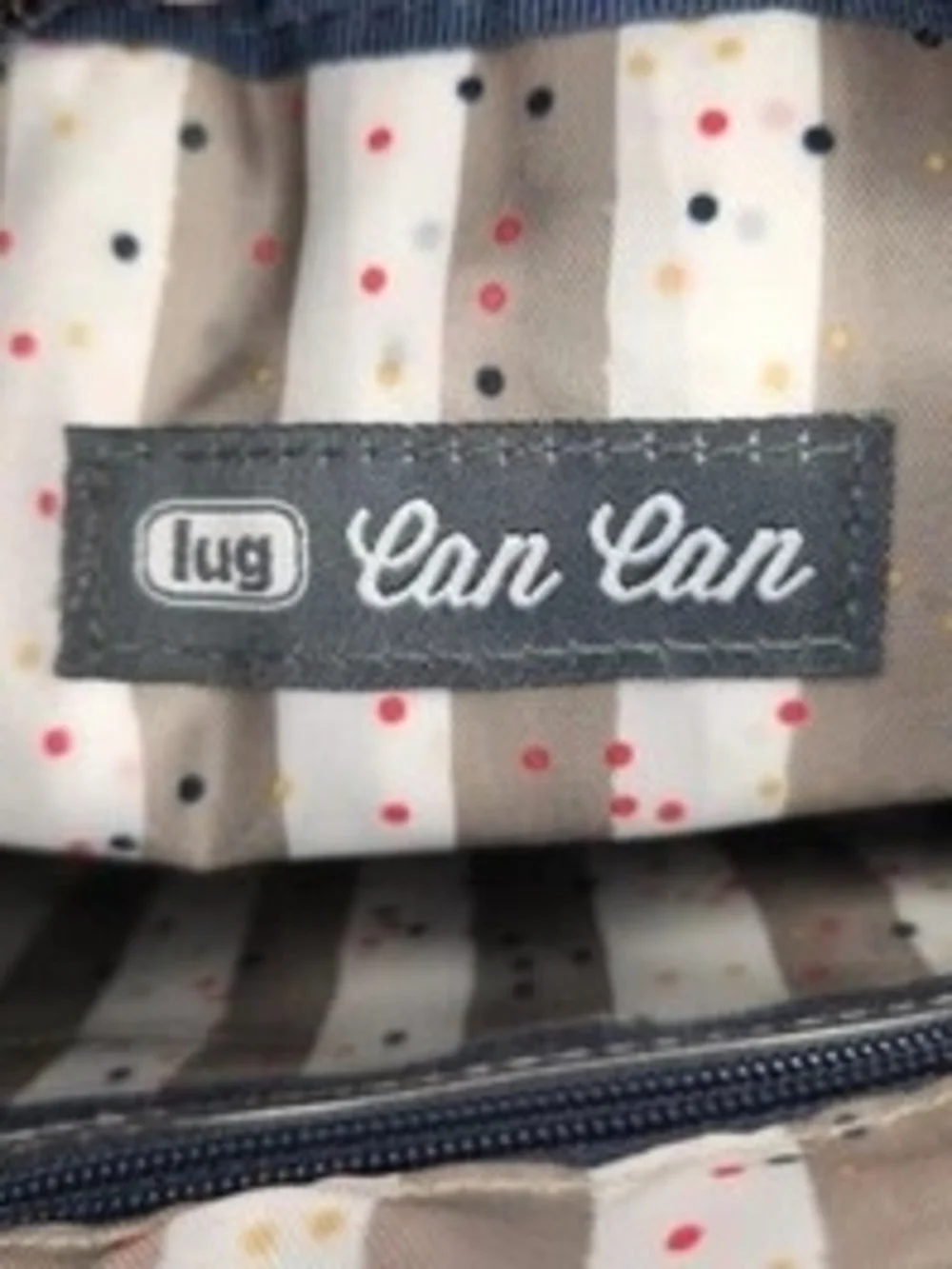 Lug Can Can Crossbody Bag Rainbow Arc Navy Quilted Multi‑Pocket Travel Purse